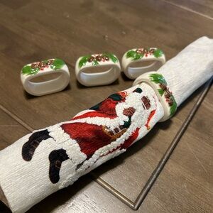 Festive Santa Napkin Rings Set